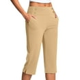thumbnail image 1 of RQYYD Womens Yoga Capri Pants Summer High Waisted Wide Leg Capri Leggings Pull On Stretch Dressy Casual Capris with Pockets Khaki XL, 1 of 7
