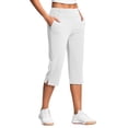 thumbnail image 1 of RQYYD Womens Yoga Capri Pants Summer High Waisted Wide Leg Capri Leggings Pull On Stretch Dressy Casual Capris with Pockets White L, 1 of 7
