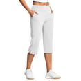 thumbnail image 1 of RQYYD Womens Yoga Capri Pants Summer High Waisted Wide Leg Capri Leggings Pull On Stretch Dressy Casual Capris with Pockets White M, 1 of 7