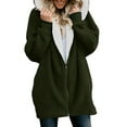 thumbnail image 1 of RQYYD Zipper Winter Coats for Women,Casual Plus Size Fleece Hooded Jacket Loose Soft Outdoor Sherpa Lined Thick Coat Outwear with Pocket (Army Green,L), 1 of 6