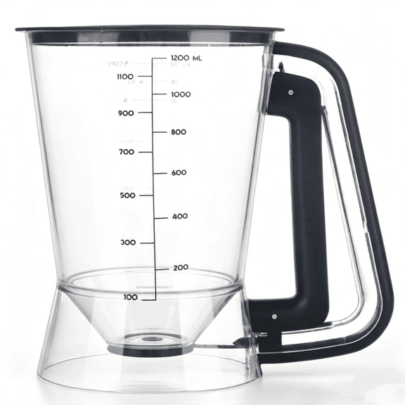 RR Pancake Batter Dispenser 5 Cup with Sturdy Handle,Batter Separator for Pancakes, Cupcake, Waffle, Muffin Mix, Cake & Crepe Batter pitcher with Squeeze Handle Baking Tools-Black