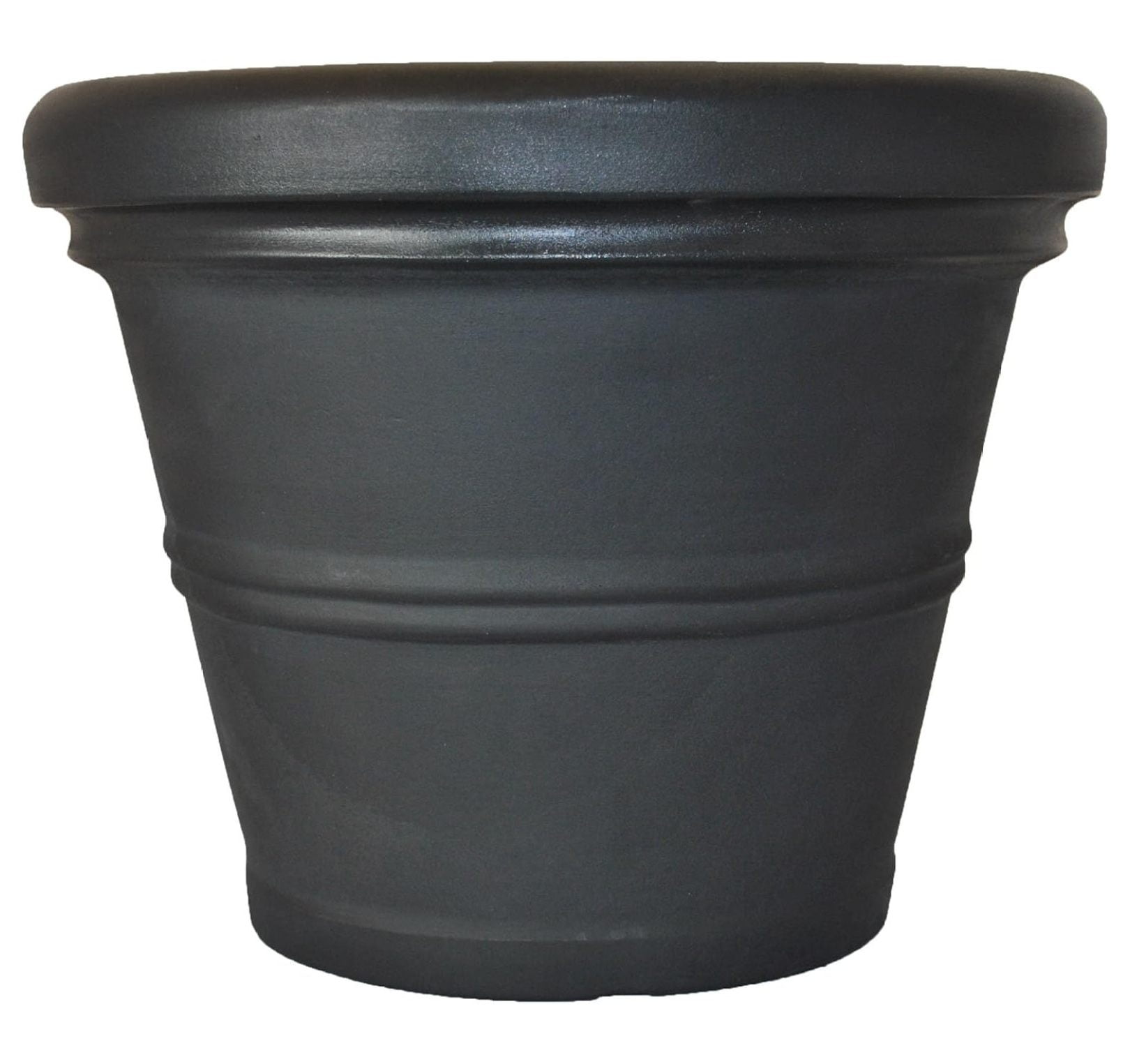 Classic 20" Rolled Rim Black Garden Planter for Indoor & Outdoor