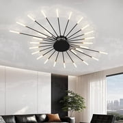 RRBEST Modern Black LED Ceiling Light Fixtures, 41.3 Inch Flush Mount Lighting Fixture, 28 Lights Chandelier Lamp for Living Room Bedroom Kitchen