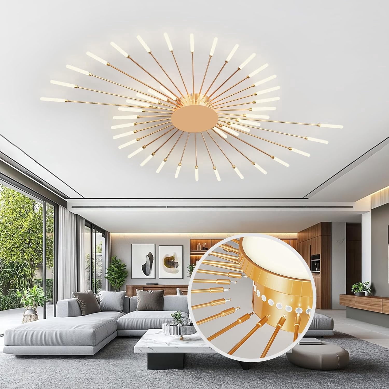 RRBEST Modern Ceiling Light Flower Shape, Metal Firework Ceiling Lamp ...