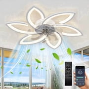 RRBEST Modern Ceiling Fan with Light, 30.71", Low Profile Flush Mount Fandelier with Remote/App, Dimmable LED for Bedroom, Kitchen, Living Room