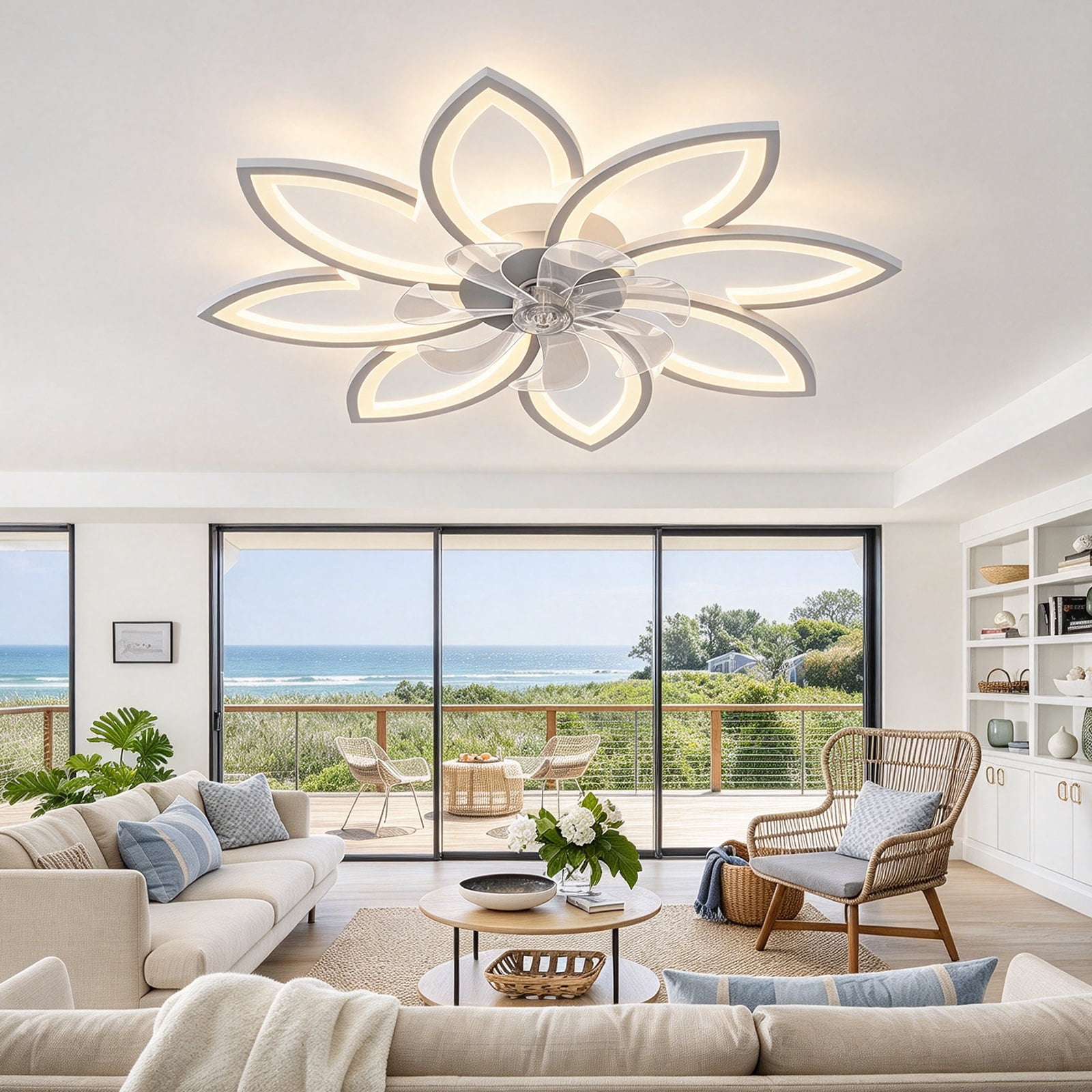 RRBEST White Ceiling Fan with Light, 35.4