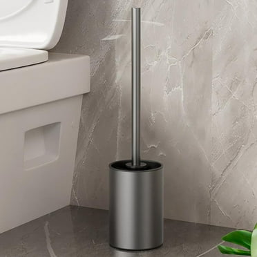 RRCSS Toilet Brush and Holder Set,Stainless Steel Toilet Bowl Brush, Modern and Compact Toilet Cleaner Brush,Long Handle Bristles for Bathroom Cleaning