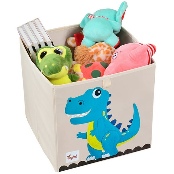 RRCSS Toy Box. Canvas Soft Cloth Kids Toy Storage Basket, Foldable Gray Toy Box For Kids, Boys, Girls, Toddler And Baby Nursery Animal Pattern