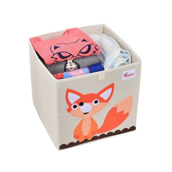 RRCSS Toy Box. Canvas Soft Cloth Kids Toy Storage Basket, Foldable Gray Toy Box For Kids, Boys, Girls, Toddler And Baby Nursery Animal Pattern