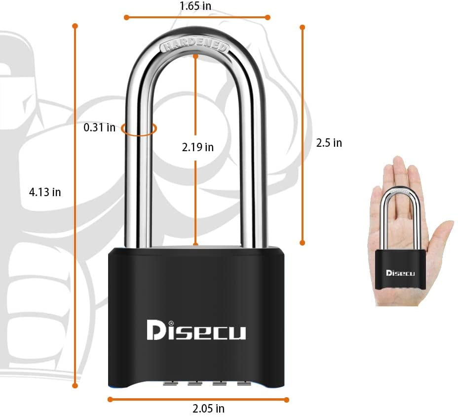 RRDWQ-1 Pack Heavy Duty 4 Digit Combination Lock, 2.5 Inch Long Shackle ...