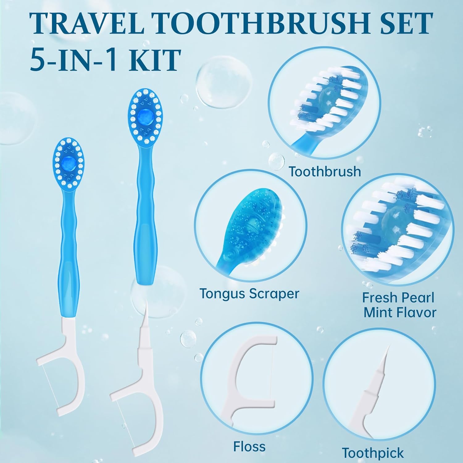 RRDWQ-10pcs 5 in 1 Disposable Mini Toothbrush with Toothpaste + Floss ...