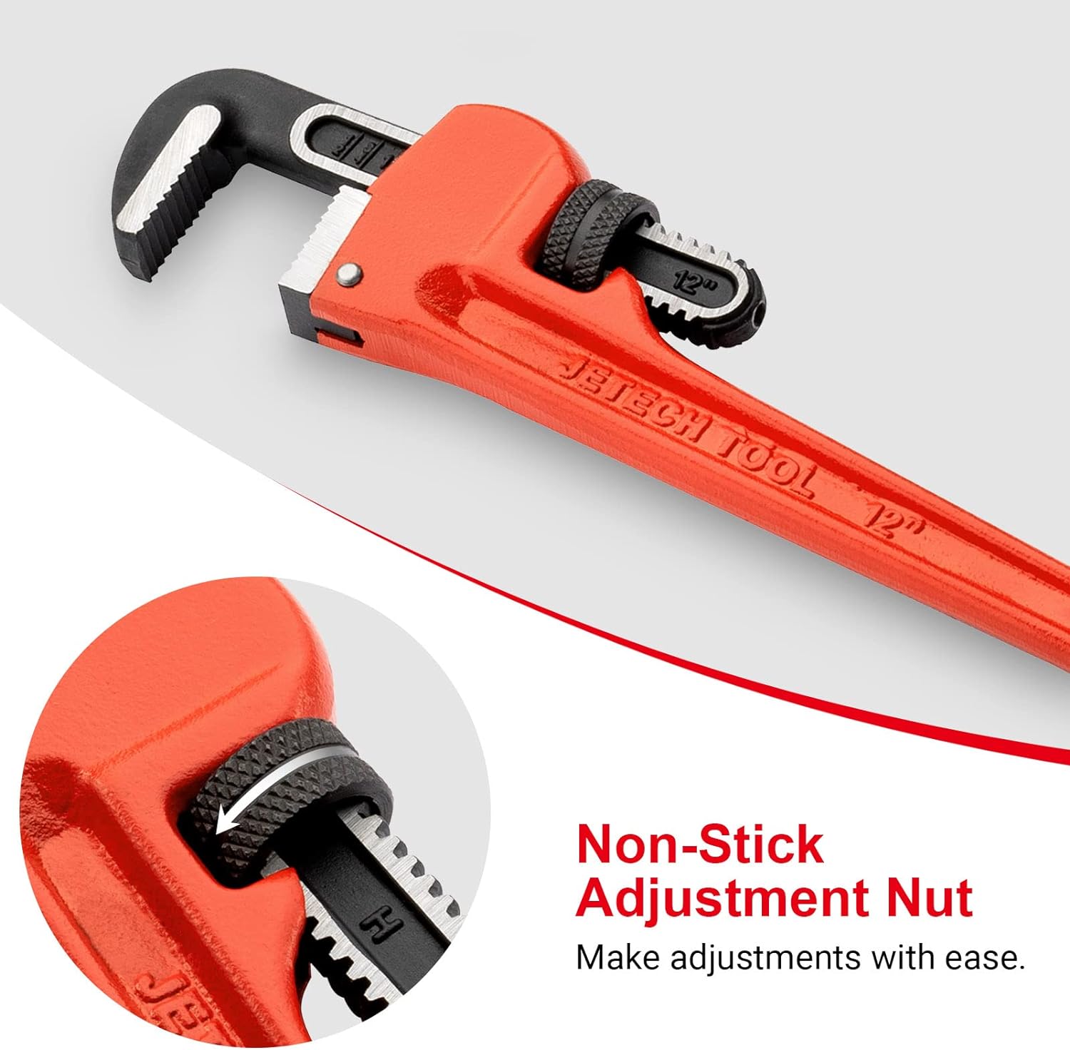 RRDWQ-12-inch Heavy Duty Straight Pipe Wrench, Adjustable Aluminum