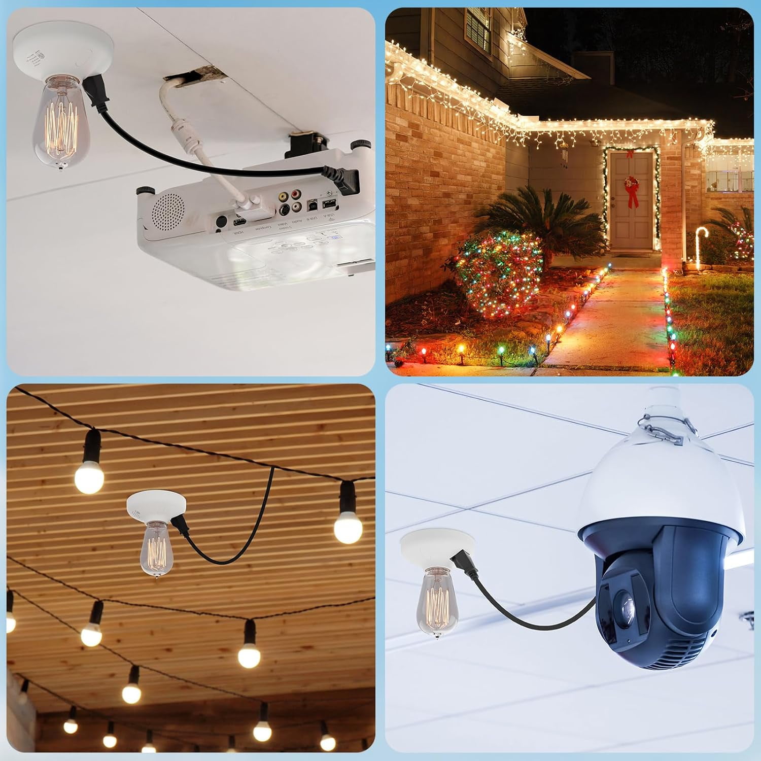 RRDWQ-2-in-1 Light Socket Adapter with Outlet - E26/E27 Bulb to Power ...