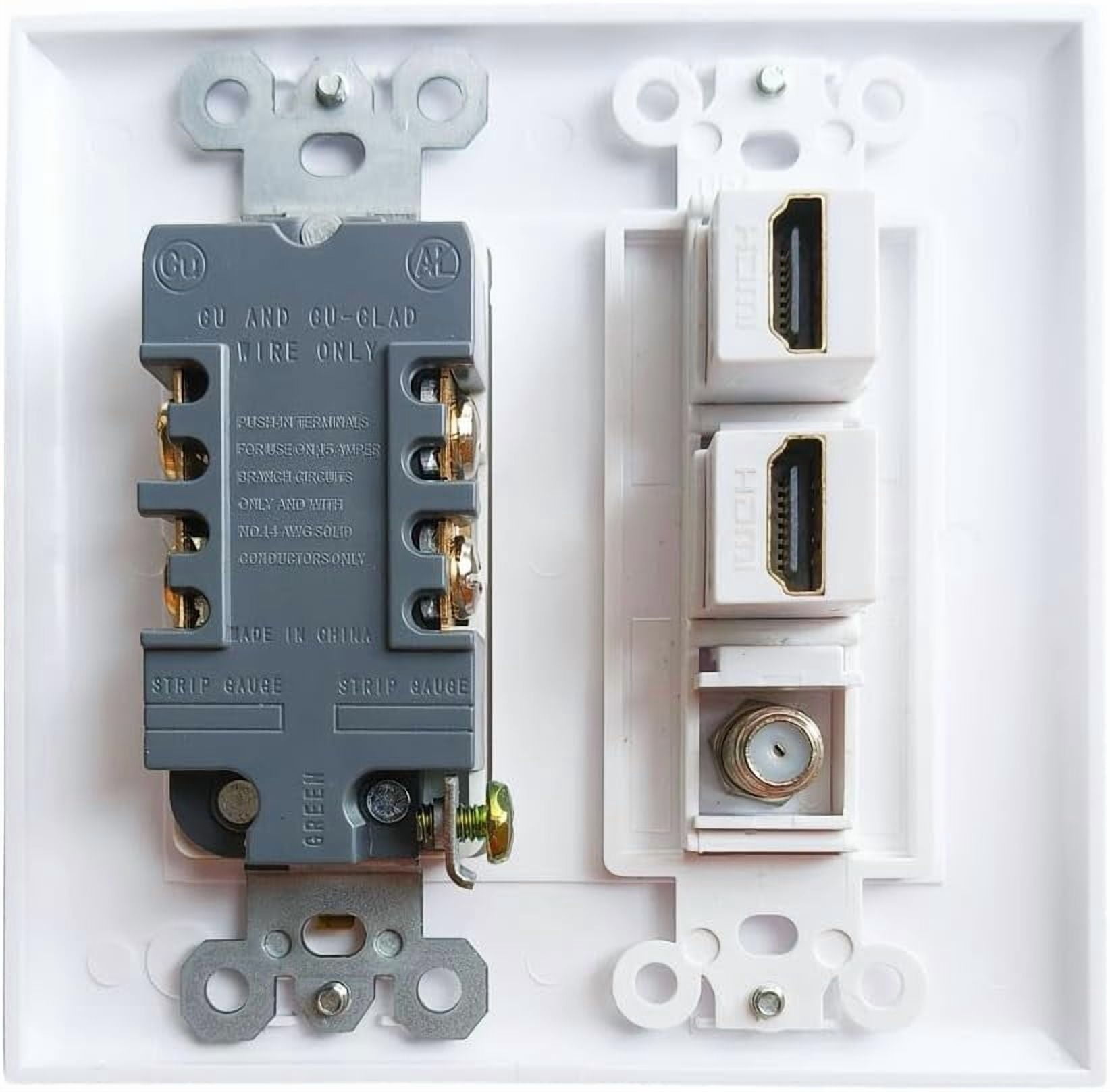 RRDWQ-20Amp Power Outlet with 2 HDMI Coax Wall Plate - Power Outlet ...