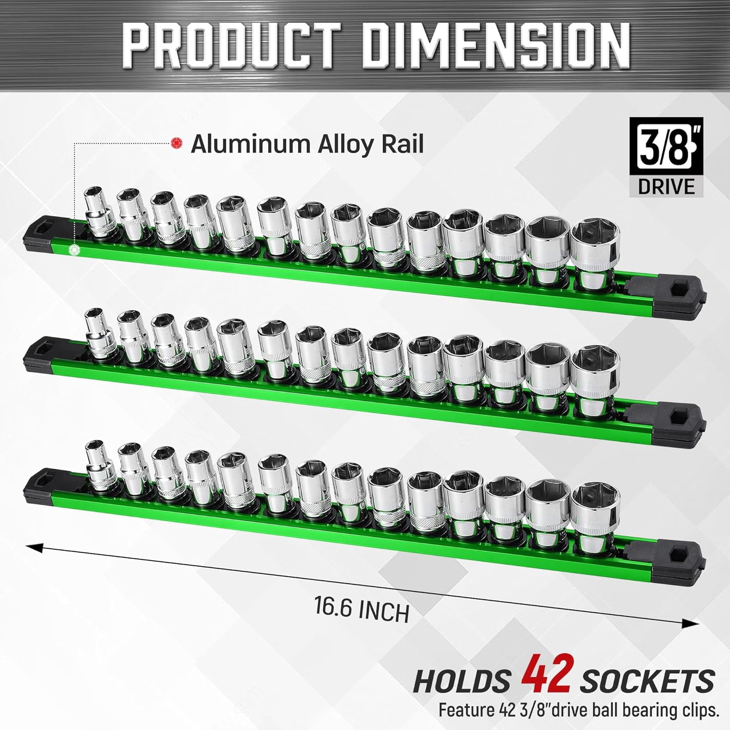 RRDWQ-3-Piece Magnetic Socket Organizer, Heavy Duty Aluminum Socket ...