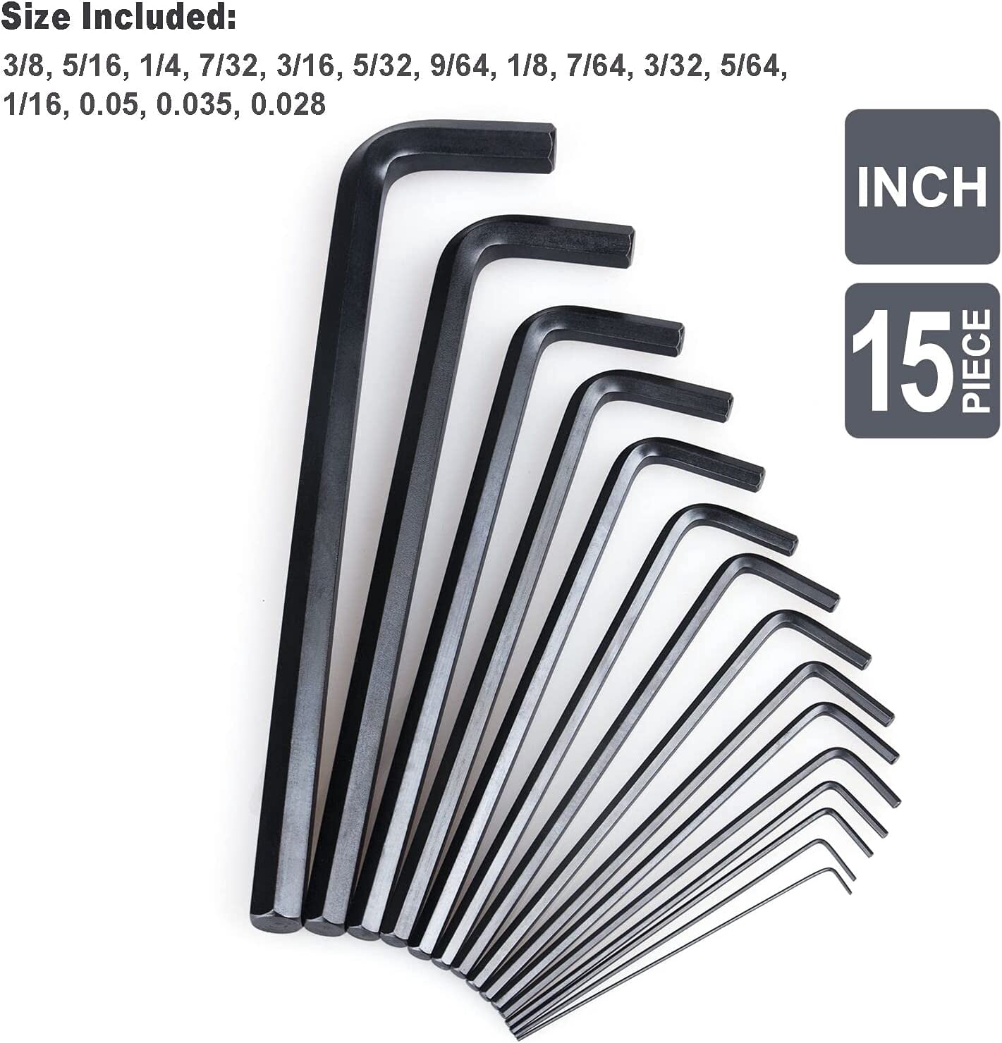SATA 12-Piece Extra-Long SAE Hex Key Set With Chamfered Tips & Durable Carrying Caddy