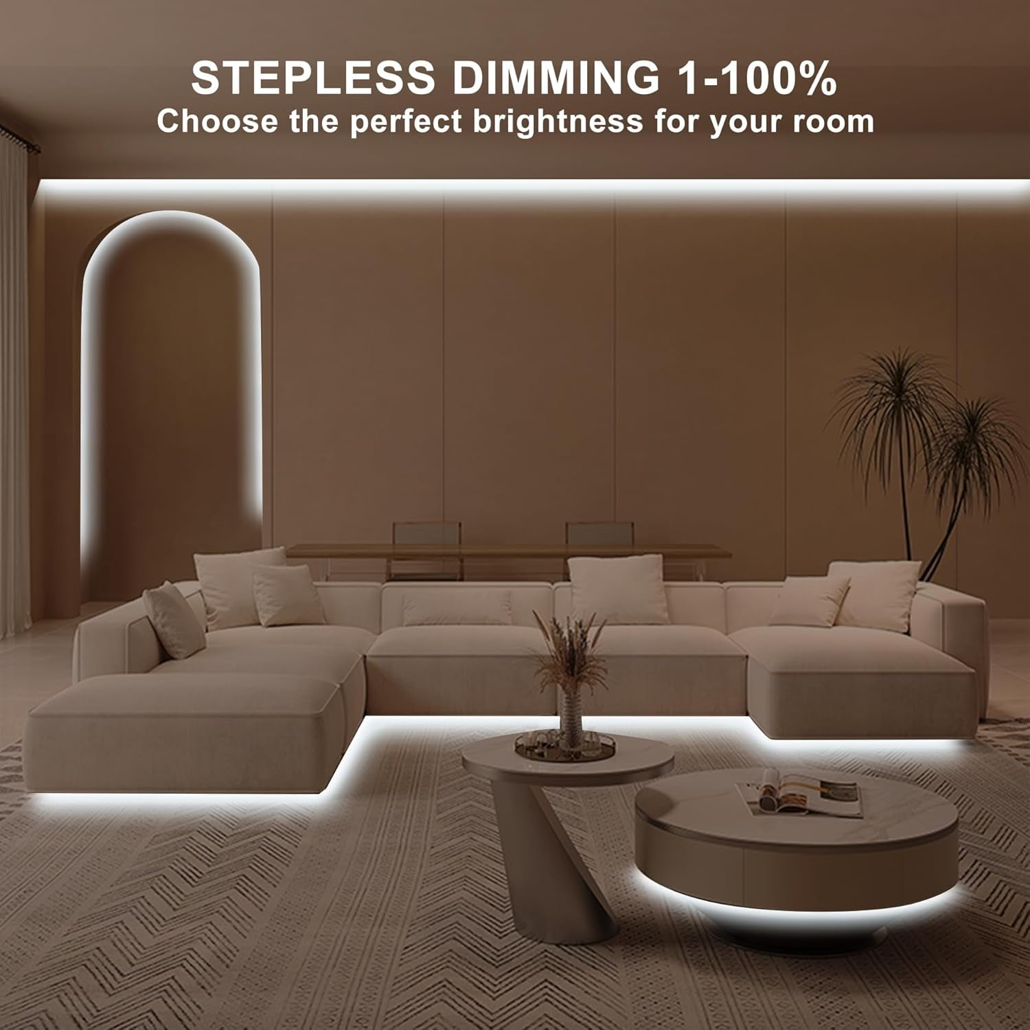 RRDWQ-32.8ft COB Led Strip Light with Remote, 6500K Dimmable Bright ...