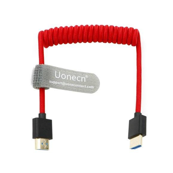RRDWQ-48Gbps High Speed 8K HDMI 2.1 Cable Coiled Braided Ethernet Cord for Atomos Ninja V, for Canon C300, Z CAM E2, Dolby Atmos, 8K TV, Laptop