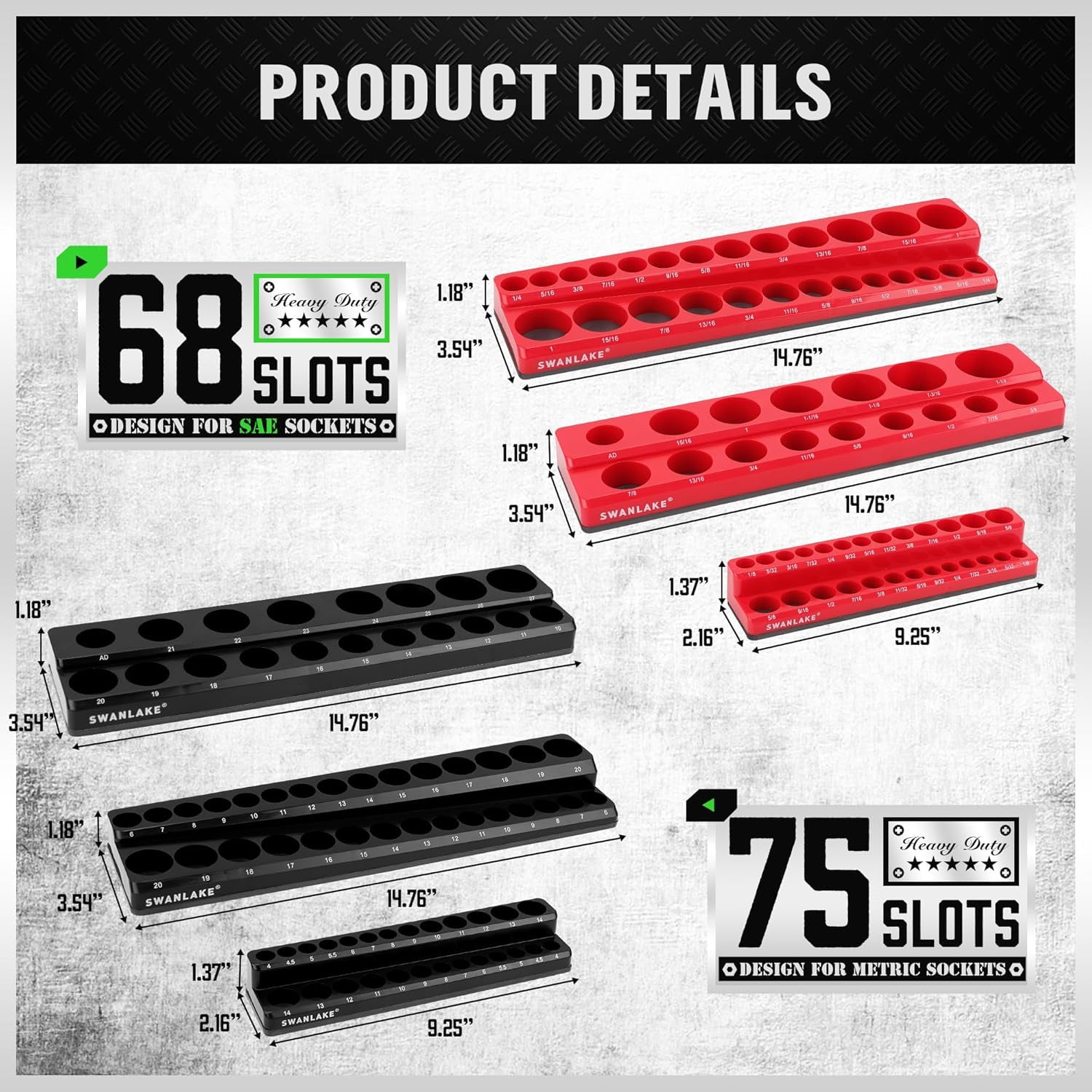 RRDWQ-6-piece Magnetic Socket Organizer Set, Metric & SAE Drive Socket ...