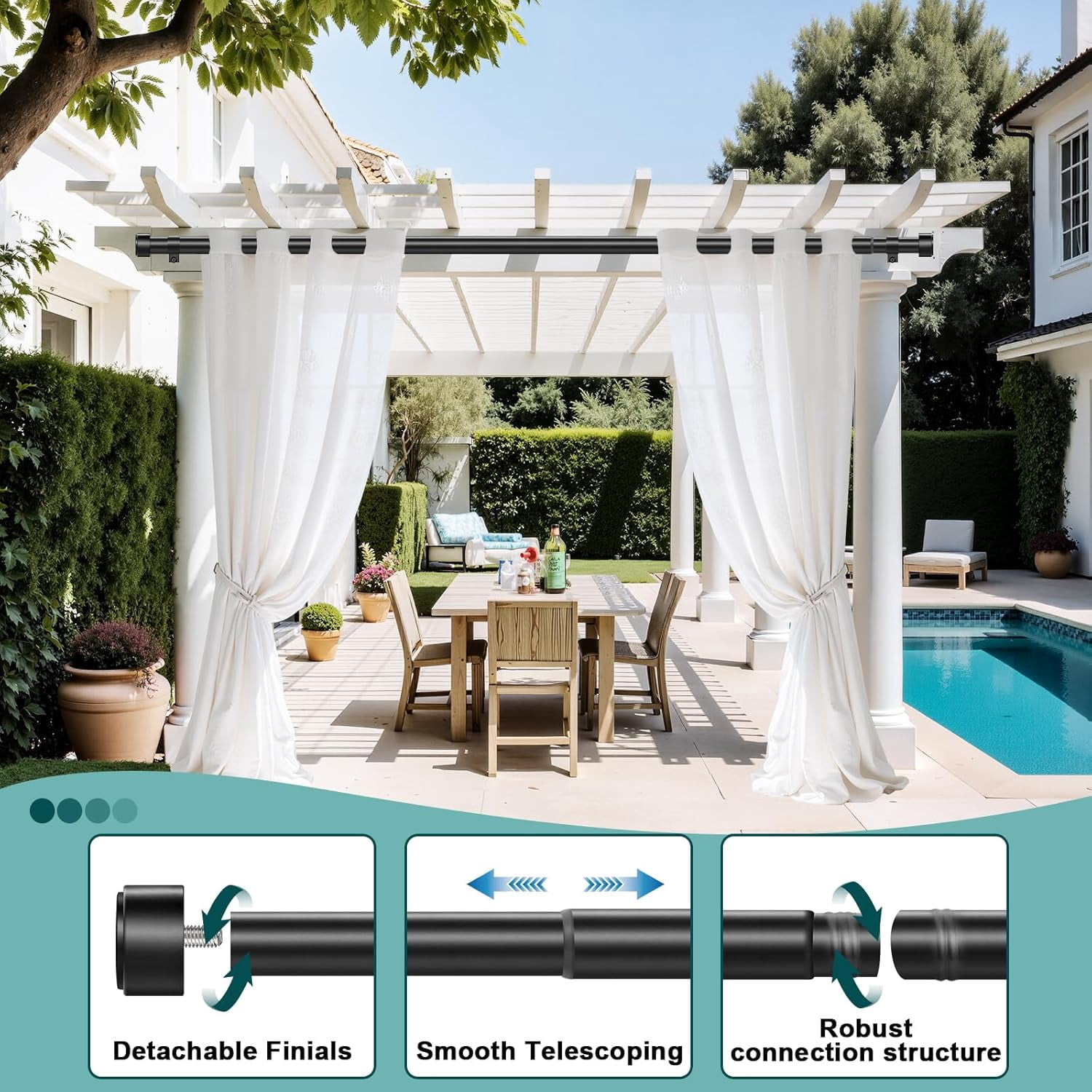 RRDWQ-Curtain Rods for Windows 18 to 60 Inch Adjustable Heavy Duty