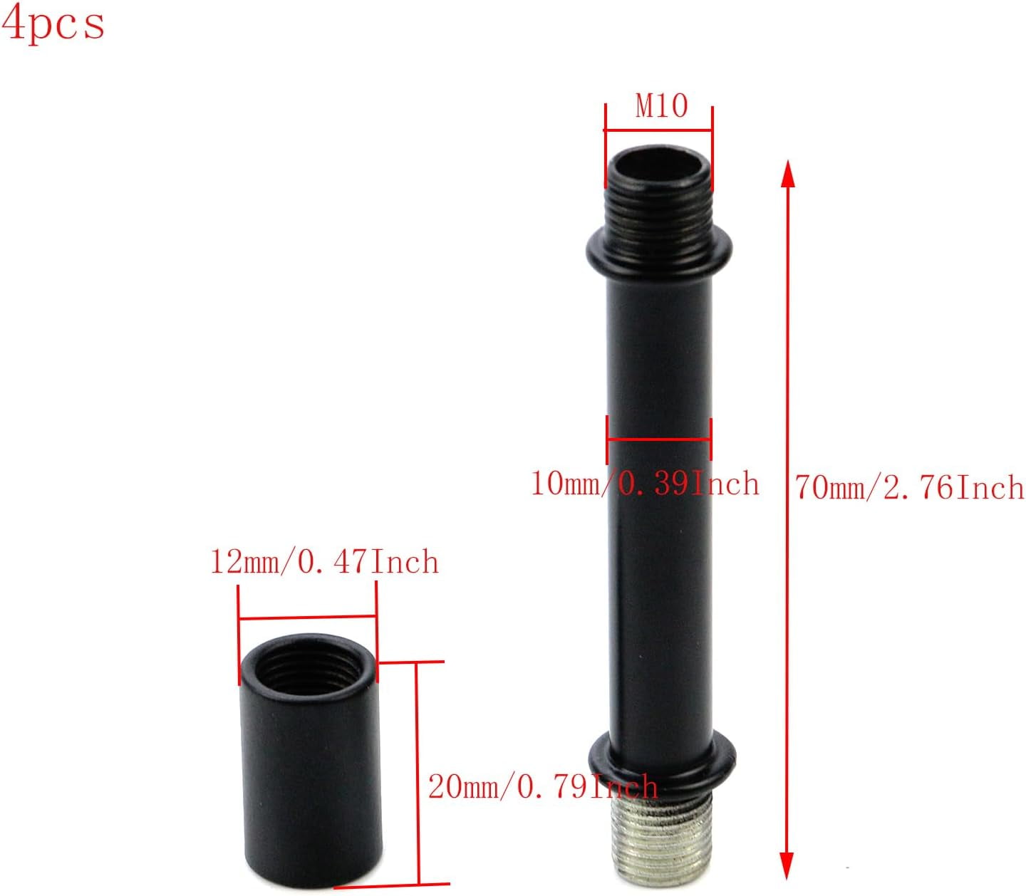 RRDWQ-Double End Straight Pipe Lamp Stem Kit Black Lamp Threaded ...