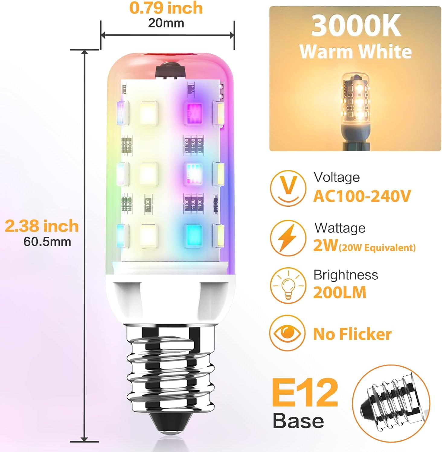 RRDWQ-E12 LED Color Changing Candelabra Light Bulb with Remote Control ...