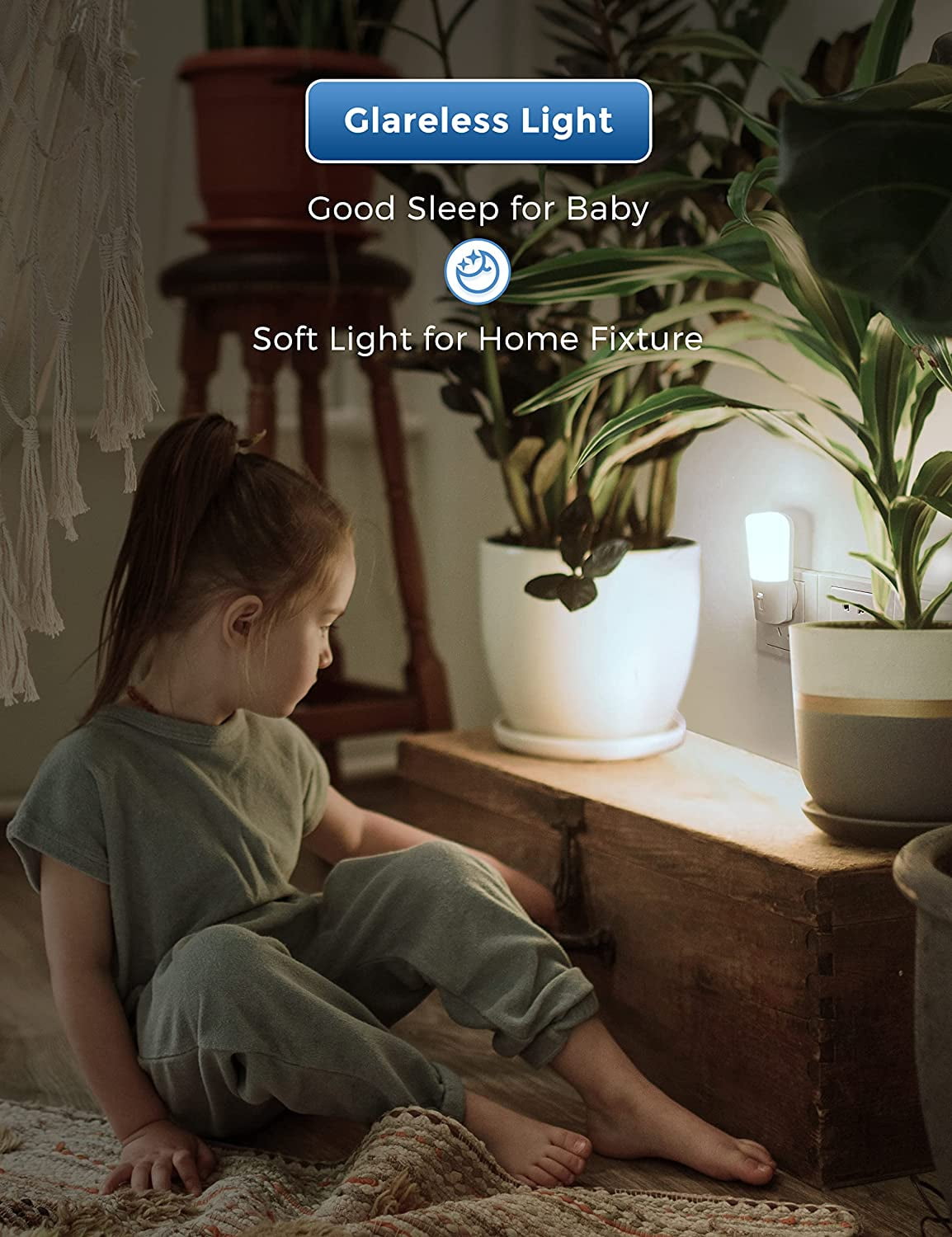 L LOHAS LED Amber Night Light, Dimmable Plug In Yellow Night Light With Dusk To Dawn Sensor, Kids Night Lights For Bedroom, 5-80LM Suit For Nursery, Hallway, Stairway,Bedroom, Bathroom, 2Pack
