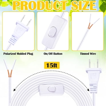 6 Feet Lamp Cord With Switch,3 Pack 2 Prong 18AWG Light Power Cord With 3a On Off Switch Pure Copper Wiring Tail Stripped 1 9m Black 3 Pack