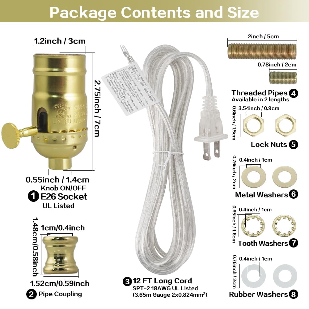 RRDWQ-Lamp Rewire Kit Lamp Socket Replacement Kits 12 Foot Matching ...