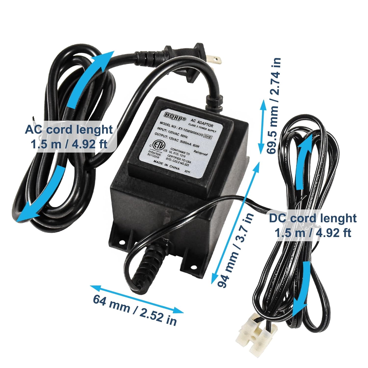 RRDWQ-Transformer AC 120V to AC 12V 5A 60W Rainproof Power Supply ...