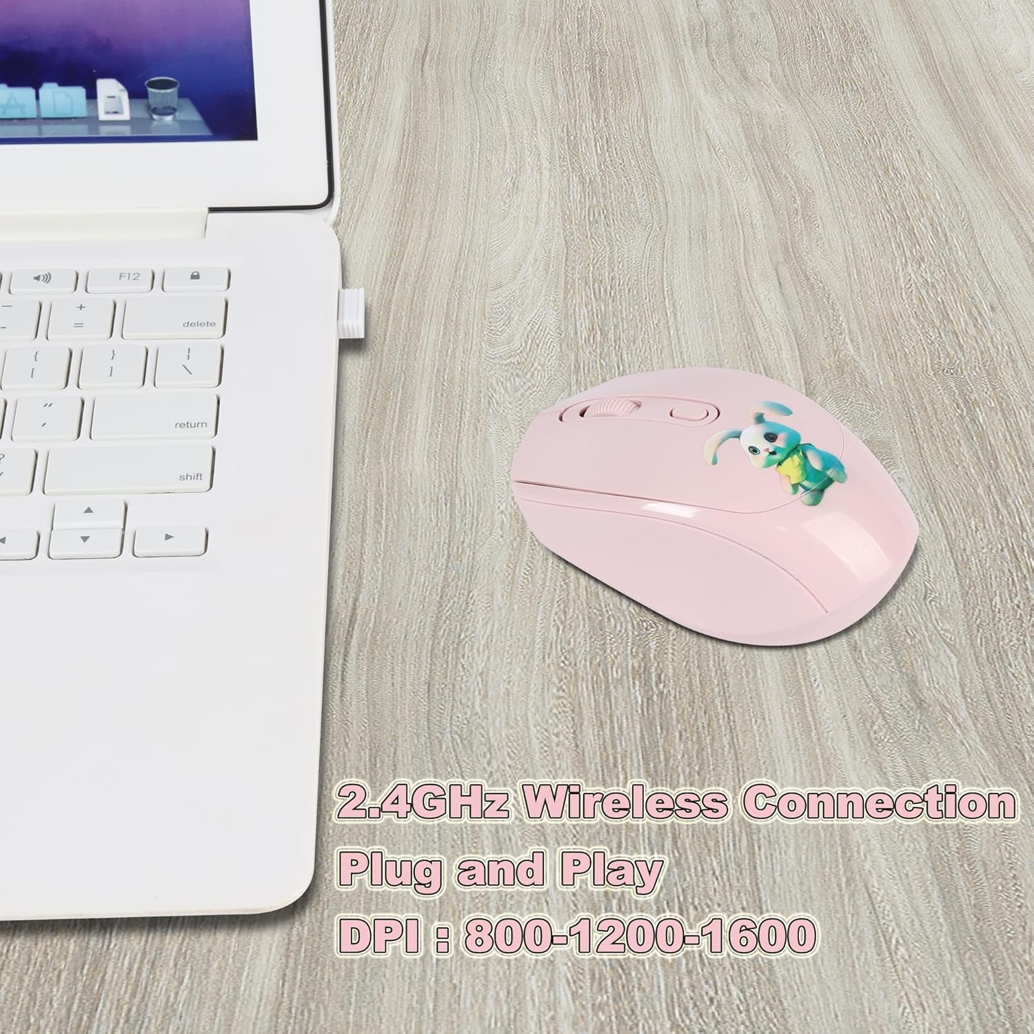 RREGER-2.4GHz Wireless Mouse Cute Cartoon Computer Mouse DPI Adjustable ...