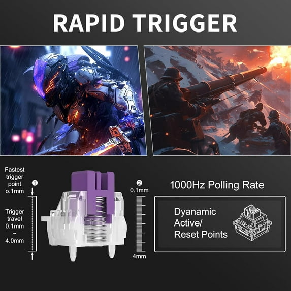 DIERYA DK68-C 60% Gaming Keyboard - Magnetic Hot-Swappable Switches, Rapid Trigger, 8000Hz Polling, RGB, 68 Keys