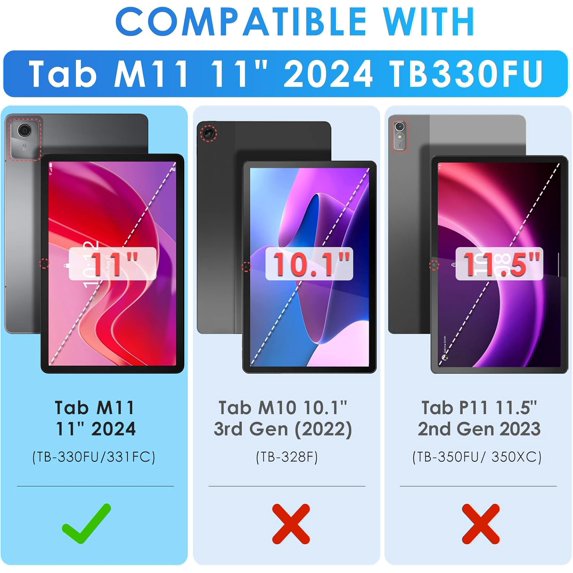 DETUOSI Case For Lenovo Tab M11 / K11 LTE (2024) - Folio Cover With S Pen Holder & Card Slots
