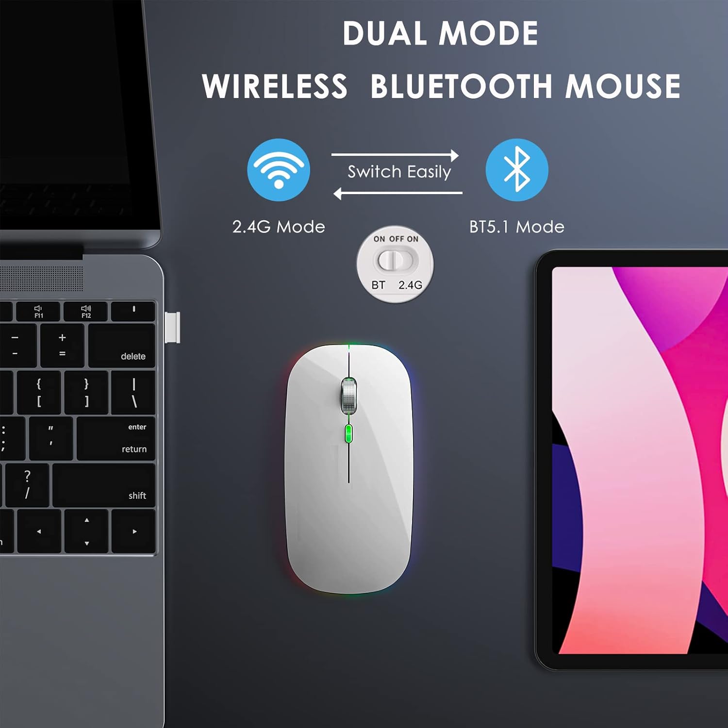 RREGER-Dual Mode Jiggler Mouse for Laptop&Phone-LED Mouse Rechargeable ...