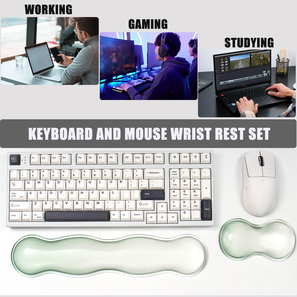 RREGER-Ergonomic Gel Keyboard and Mouse Wrist Rest Set \u2013 Green ...
