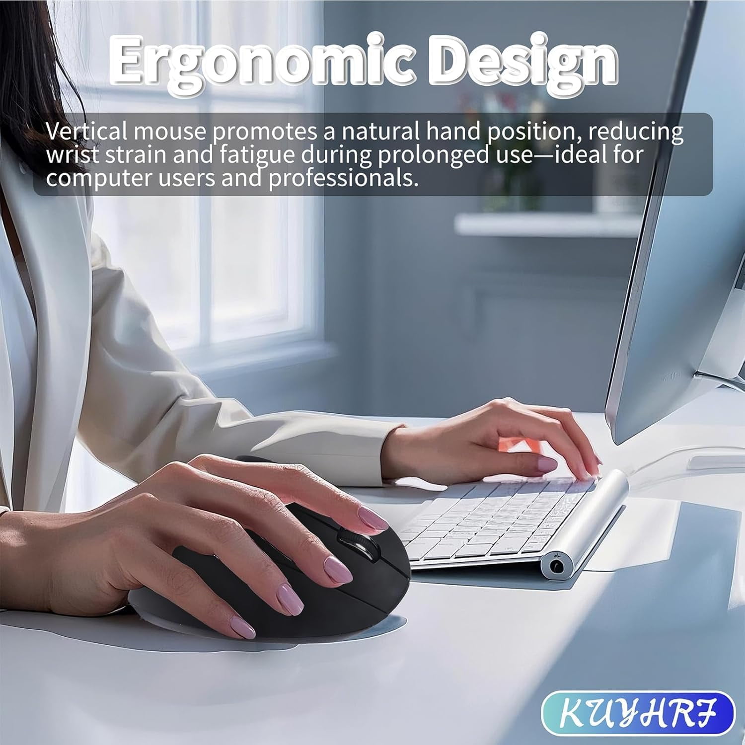 RREGER-Ergonomic Vertical Wireless Mouse - USB C Dual Interface, Multi ...