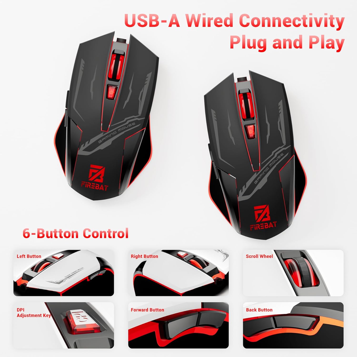 Wire Mouse Picture Computer RREGER-Gaming Mouse RGB, Wired Optical Mouse with 6 Programmable ...
