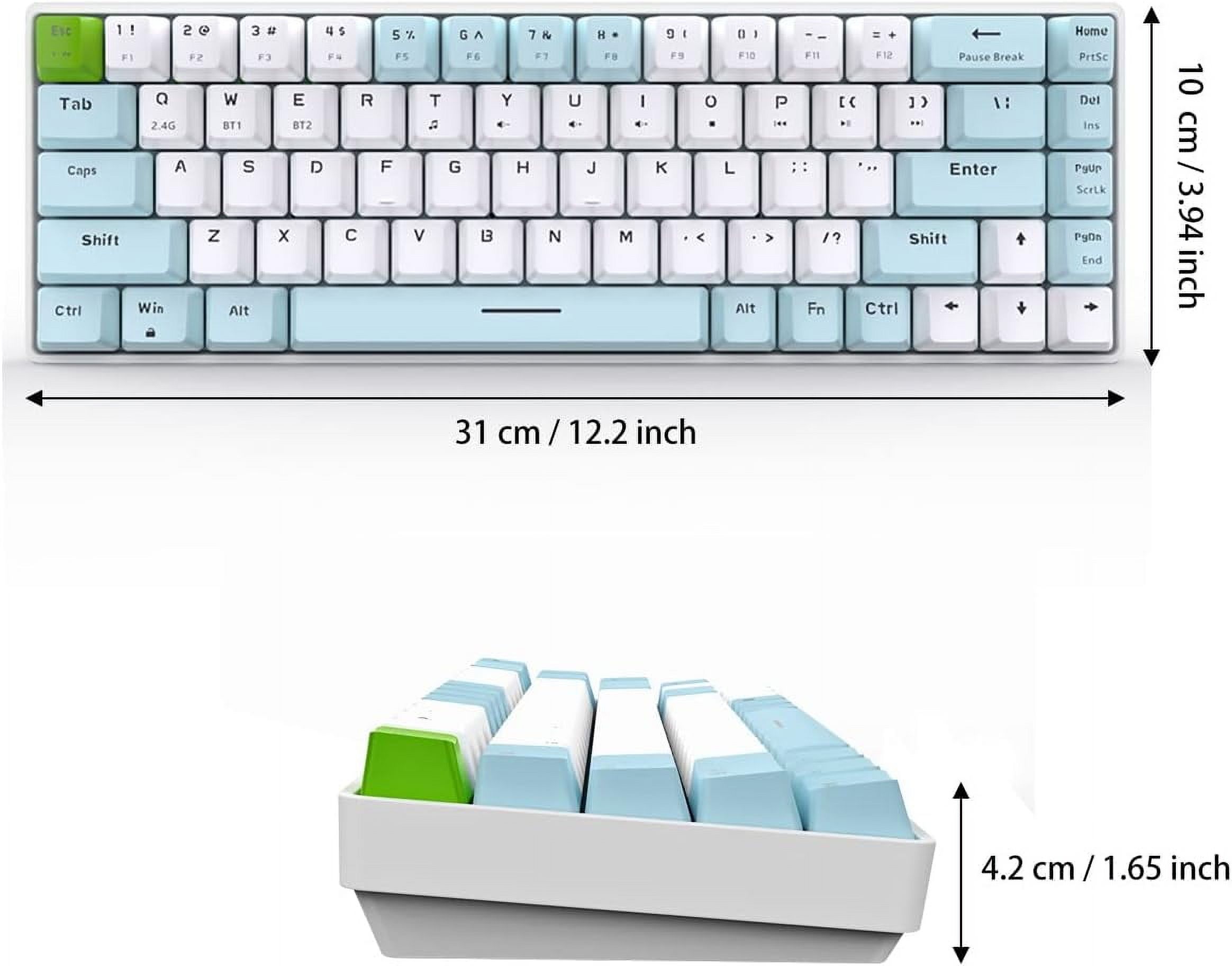 RREGER-Mechanical Gaming Keyboard Dual Mode 2.4G/BT Wireless Keyboard ...