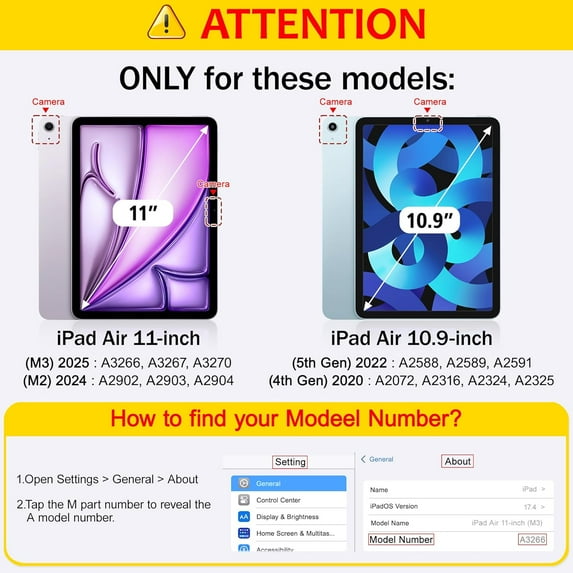 RREGER-Shockproof Case for iPad Air 11 inch (M3 2025 7th /M2 2024 6th ...