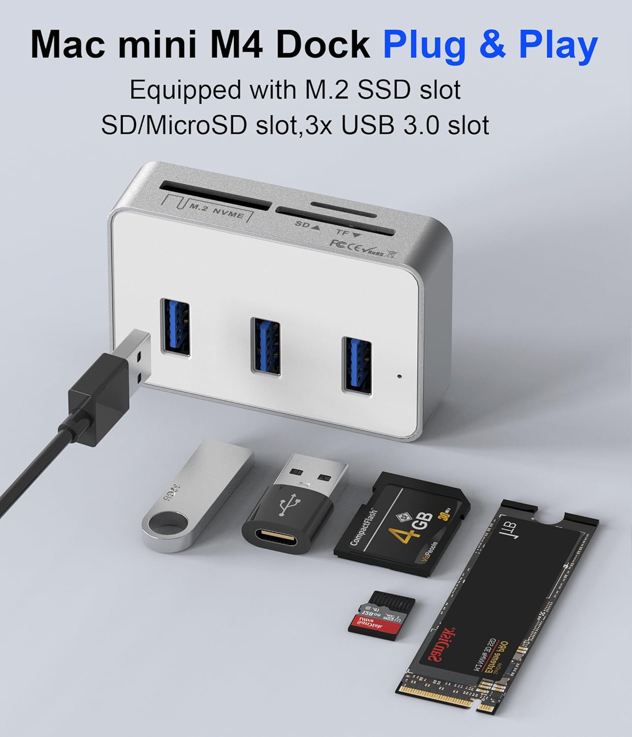 Mac Studio Hagibis USB C Hub With M.2 SSD Enclosure For Mac Mini M4/M4 ...