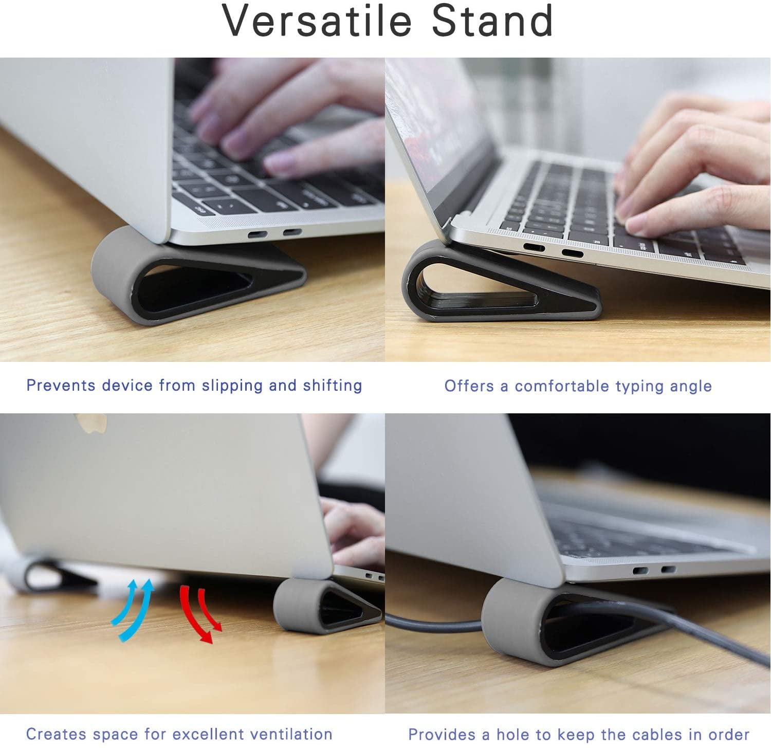 Adjustable Laptop & Keyboard Stand Riser - Ultra Slim, 5 Height Settings, Sit To Stand Desk Converter
