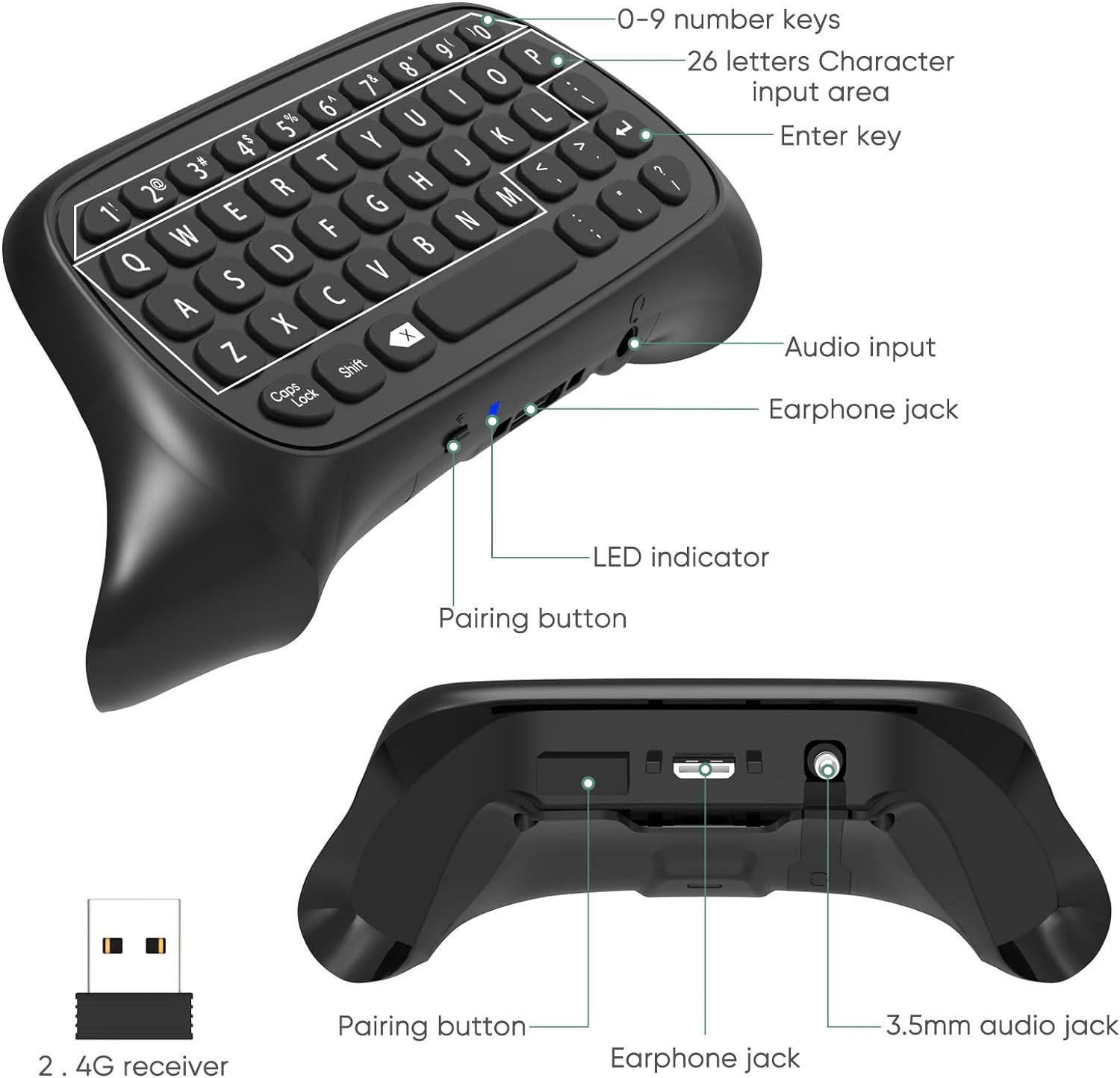 Xbox Code Keypad RREGER-Wireless Controller Keyboards for Xbox Series X/S, 2.4G USB ...