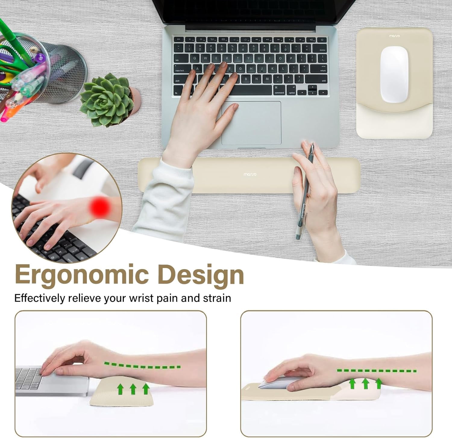 Mouse Lining RREGER-Wrist Rest Support for Mouse Pad&Keyboard Set, Rectangular ...