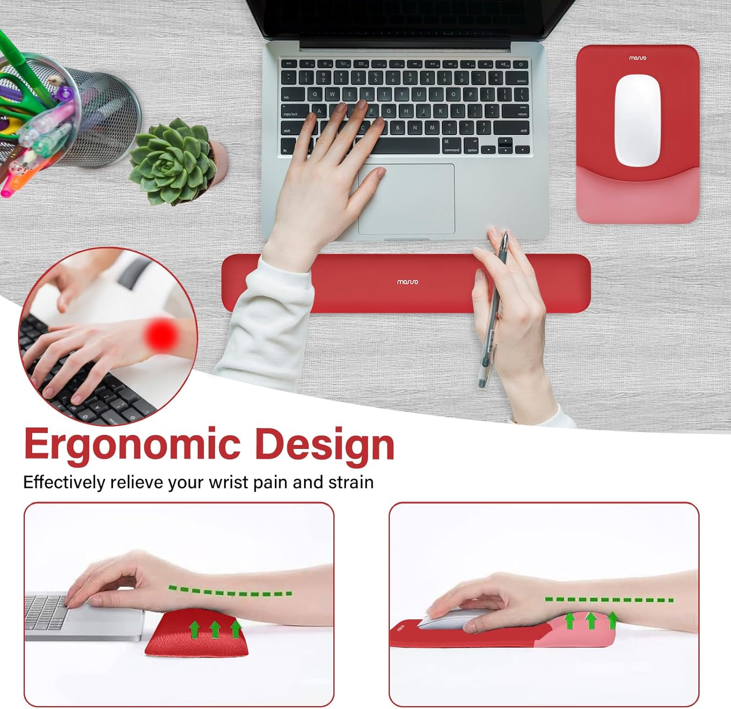 Mouse Lining RREGER-Wrist Rest Support for Mouse Pad&Keyboard Set, Rectangular ...