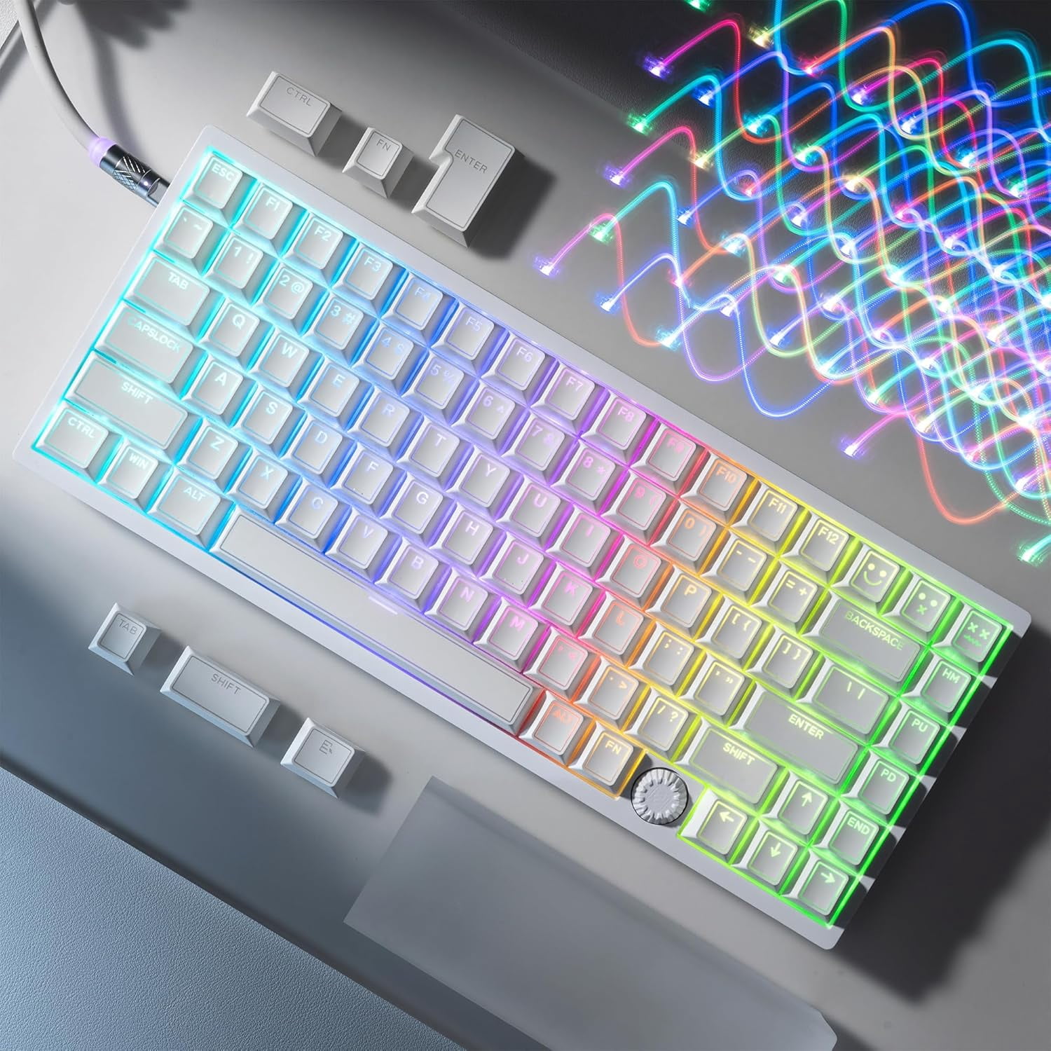RREGER-XVX White Shine Through Keycaps, Doubleshot PBT Keycap Set ...