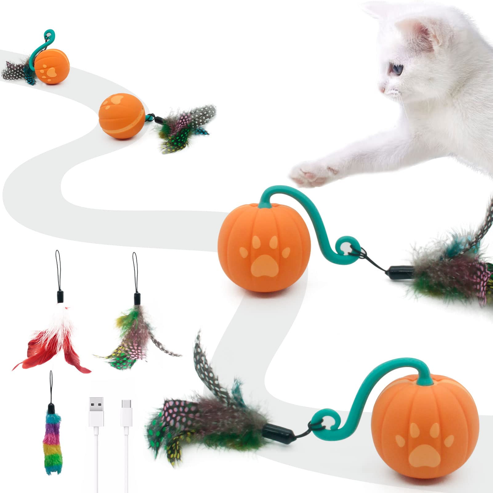 RRETECK Automatic Moving Cat Toys, Cute Interactive Cat Toys for Indoor