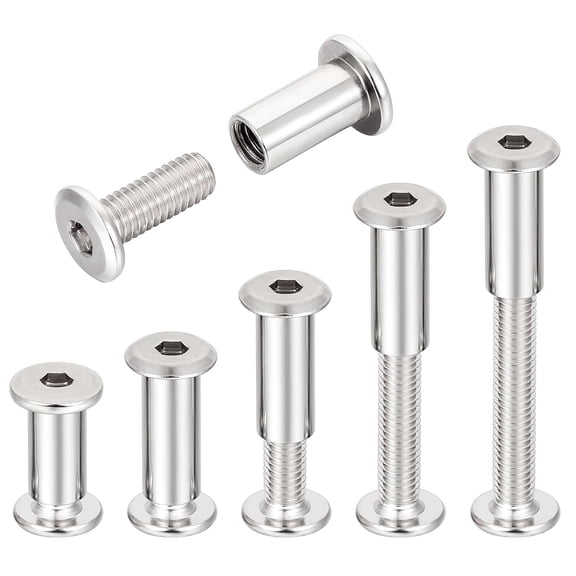 RRFDWQ-100 Sets Silver Hex Drive Set Screw Assortment Kit - M6x15mm Socket Cap Metal Screws for Tv Mount, Binding Posts, Rivet Socket Cap Connecting Bolts and Nuts