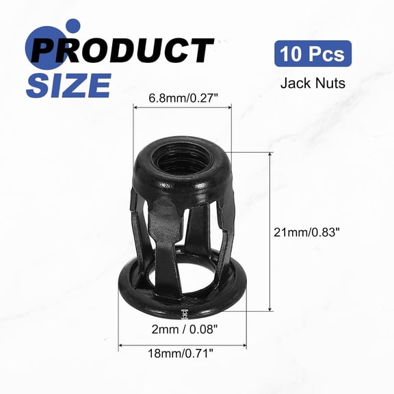 RRFDWQ-10Pcs M8x21mm Jack Nuts, Carbon Steel Zinc Finish Threaded Insert Petal Nuts, Multi-Grip Expansion Rivet Nut Fasteners for Hollow Wall Iron Skin Line Use in Thin Soft Wall, Black
