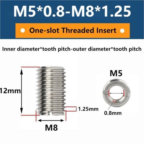 RRFDWQ-10pcs Externally Threaded Insert, Self Tapping Thread Insert Male Extension Tool 12mm M5 X 0.8mm M8 X 1.25mm Length 12mm