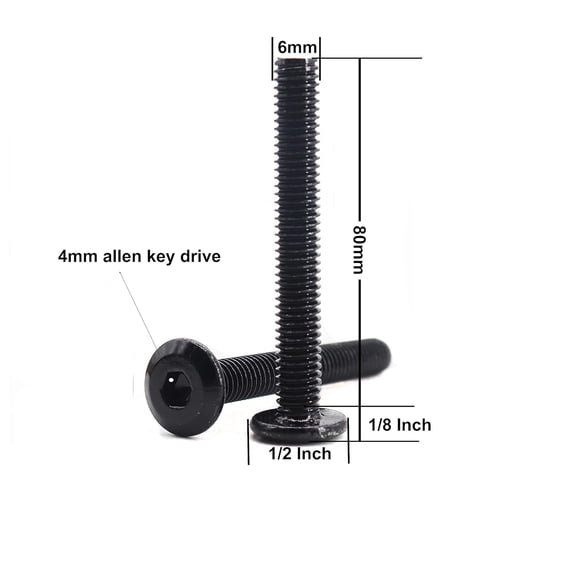 RRFDWQ-10pcs M6 x 80mm Black Rivet Countersunk Socket Cap Allen Bolts Rivet Screws Furniture Connecting 304 Stainless Steel